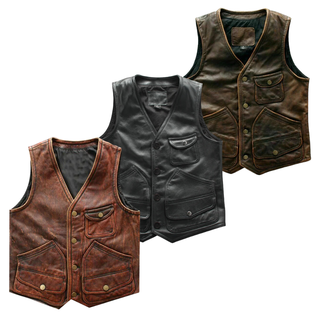 10 x GENUINE LEATHER VESTS — Solent Vintage Wholesale