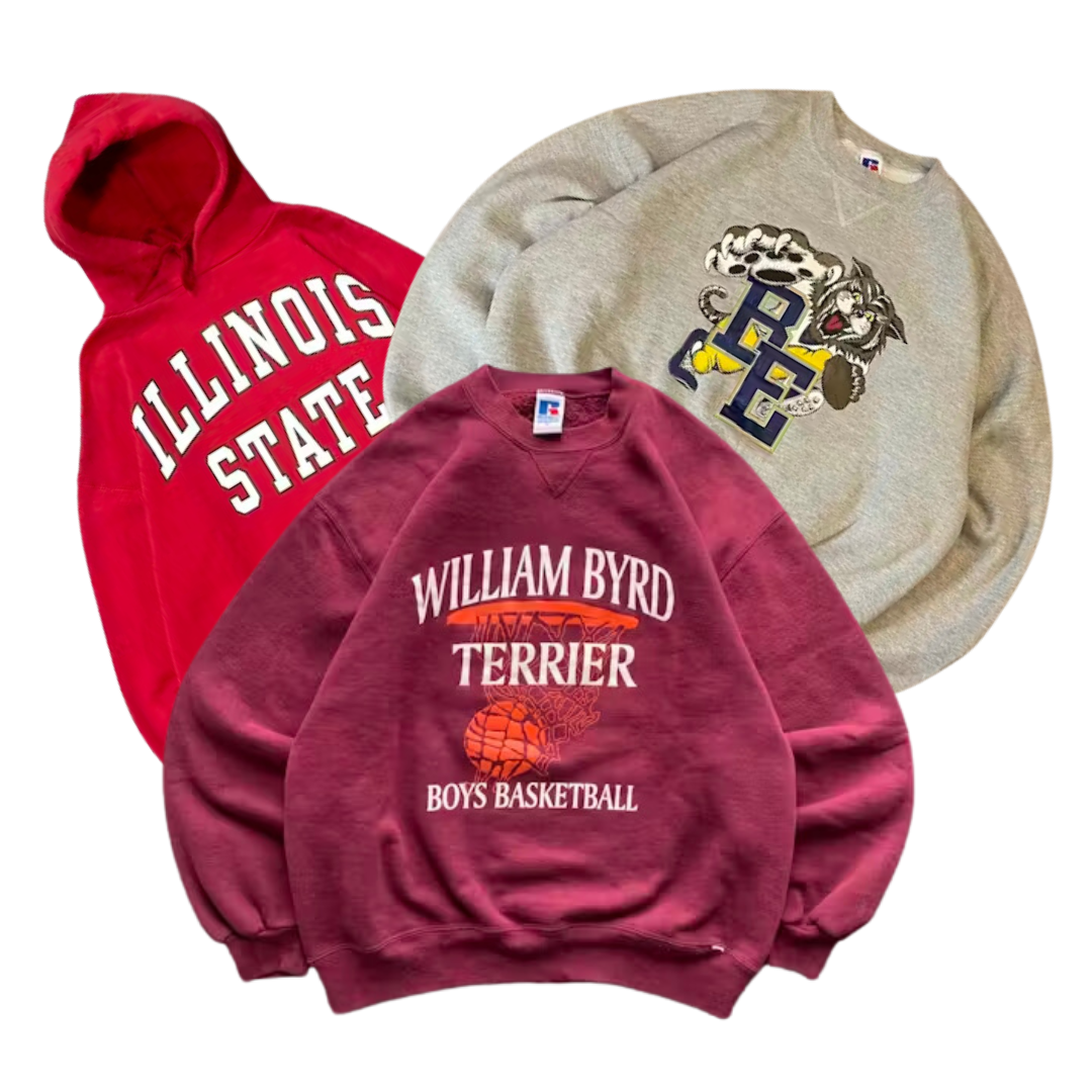25 x RUSSELL EMBROIDERED/PRINTED SWEATSHIRTS — Solent Vintage Wholesale