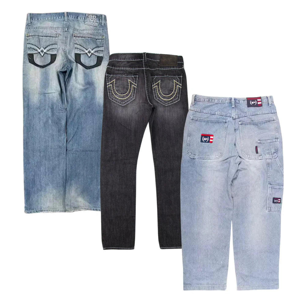 25 x EMBROIDERED Y2K HIP HOP JEANS