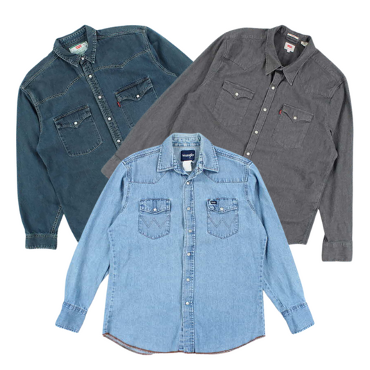 25 x LEVI'S LEE WRANGLER DENIM SHIRTS — Solent Vintage Wholesale