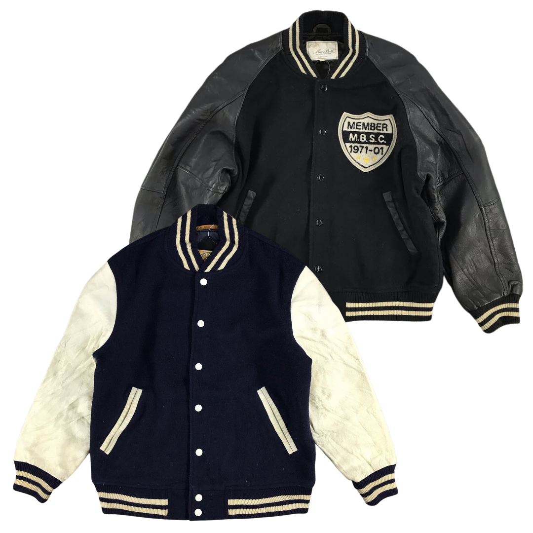 10 x WOOL LEATHER BASEBALL JACKETS — Solent Vintage Wholesale